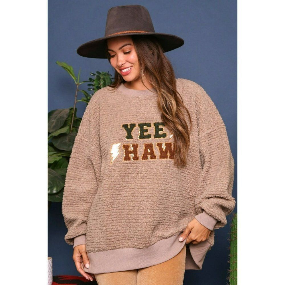 Fantastic Fawn Cozy Yee Haw Thunder Patch Sequin Sweater Western IFKT51743-08
